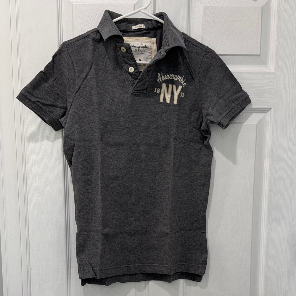 Abercrombie & Fitch Men's Dark Gray Polo Shirt